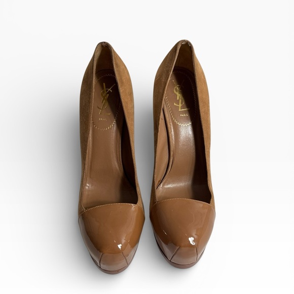 YSL Yves Saint Laurent High Heels Tribtoo Platform Pumps Suede Stiletto 11.5 - Picture 3 of 8